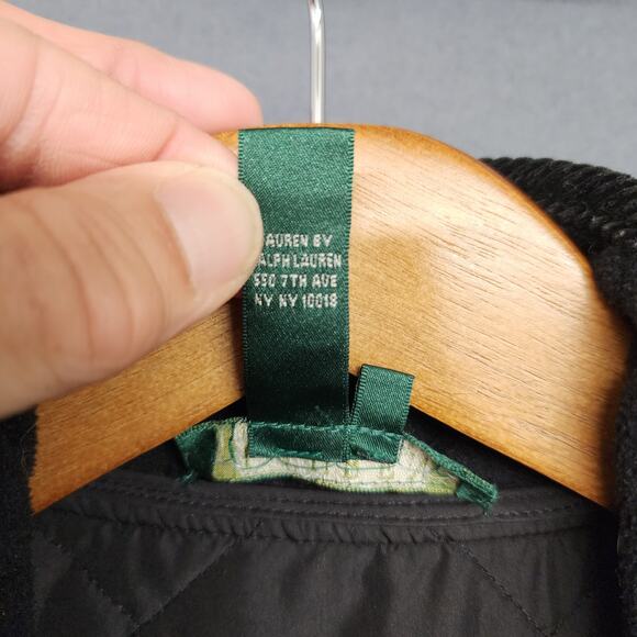 Ralph Lauren LRL Vest Women Large Black Hunting Shooting Corduroy Shoulder Patch - Picture 9 of 10